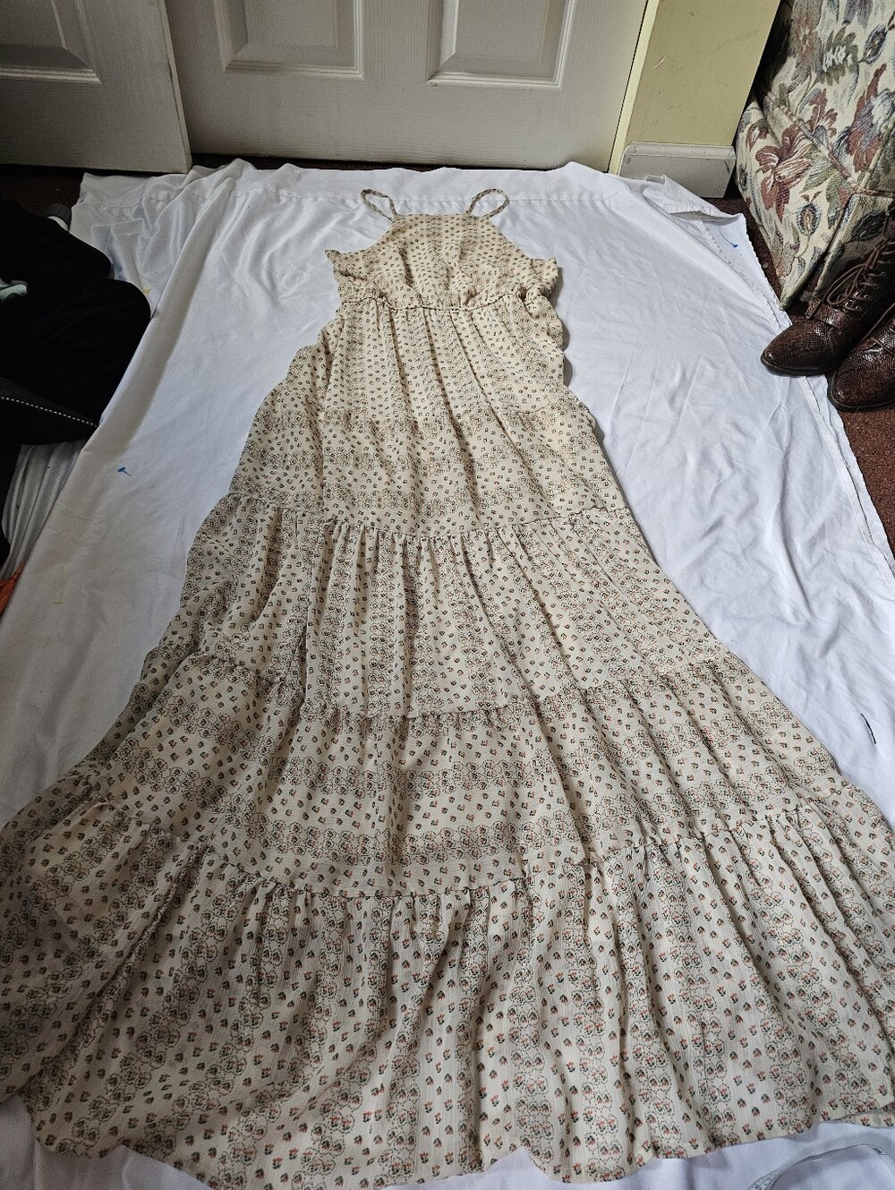 Riley & James Romantic Cottagecore Floral Tiered Maxi Dress | Size Small - Picture 12 of 16